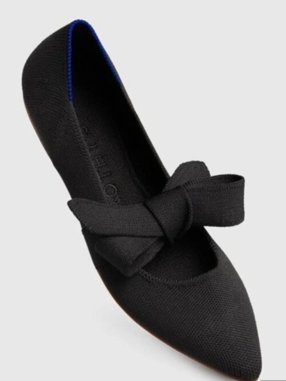 Rothy’s The Pointed Mary Jane Black Bow Flats Size 6.5